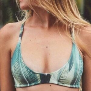Midori Palm Leaf Print Bikini Top Size M